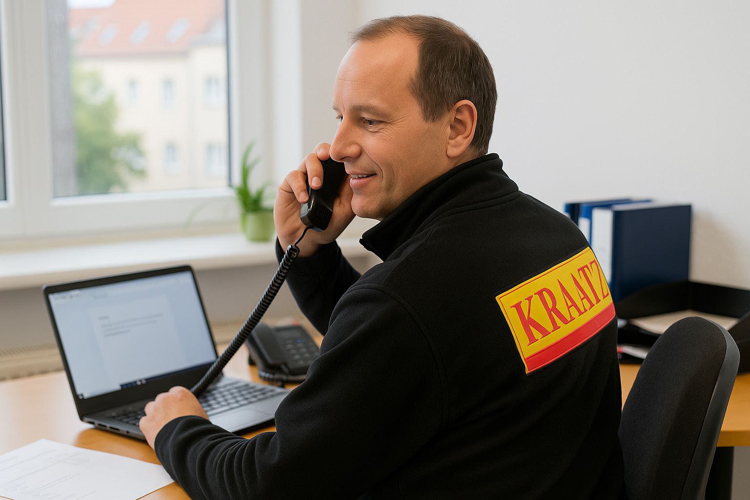 Mitarbeiter telefoniert